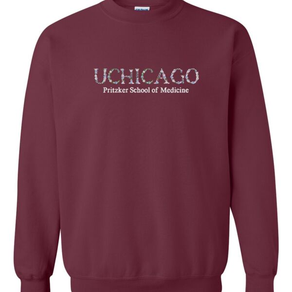 Uchicago Floral Embroidered Unisex Crewneck Thumbnail