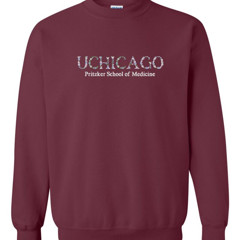 Uchicago Floral Embroidered Unisex Crewneck Thumbnail